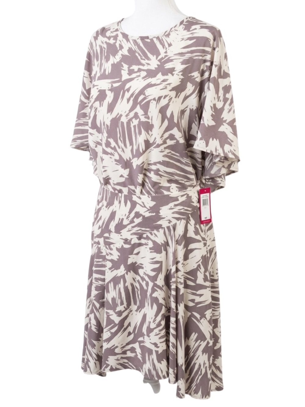 NWT Vince Camuto Neutral Twist Abstract Print Top & Skirt Set Taupe White S/6